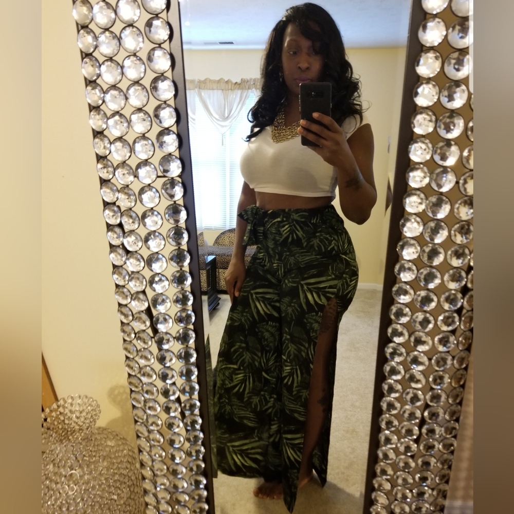 Tropical Split Leg Pants size L